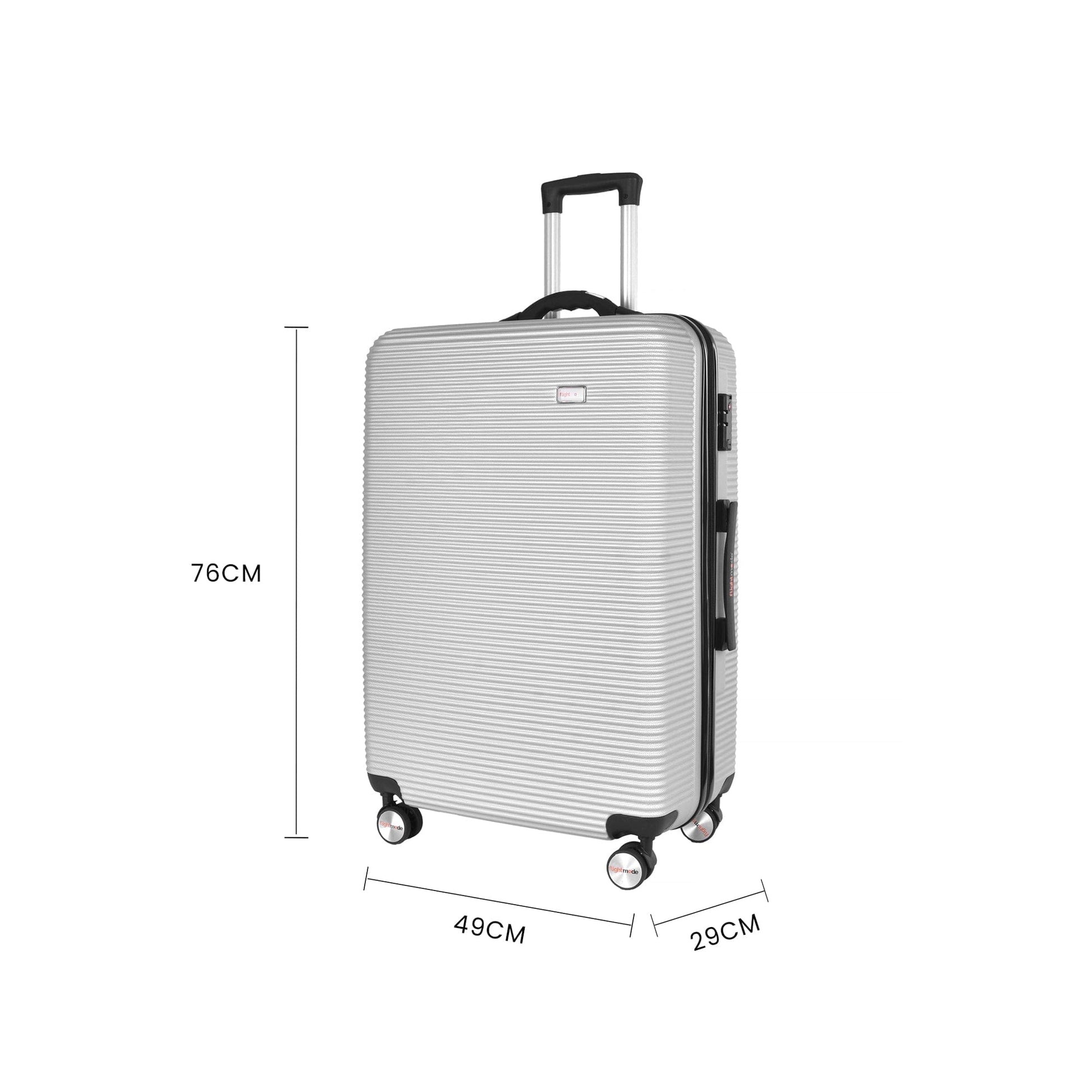 Flightmode 3 pcs 20"/24"/28" Digital Weighing Scale and USB Charging Port Lightweight Luggage Suitcase Silver