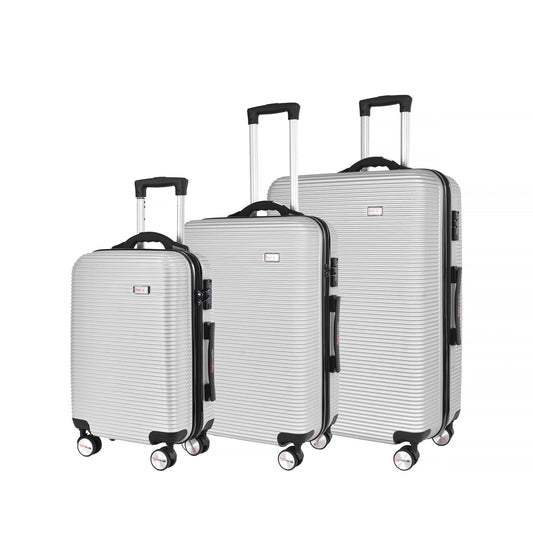 Flightmode 3 pcs 20"/24"/28" Digital Weighing Scale and USB Charging Port Lightweight Luggage Suitcase Silver