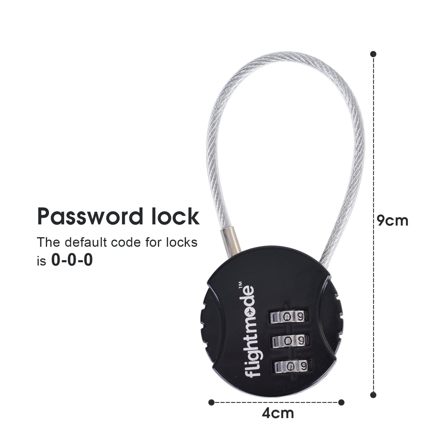 Flightmode Flightmode 3 Dial Steel Cable Padlock