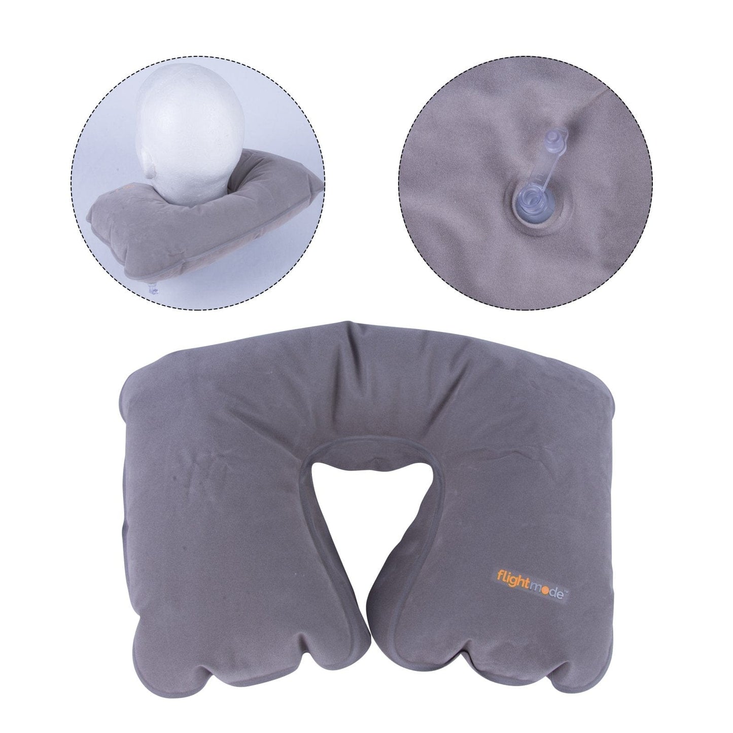Flightmode Bags and Luggage Lightweight Inflatable Travel Neck Pillow - Grey