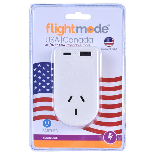Flightmode travel adptor Flightmode Outbound AU/NZ to USA/CANADA Travel Adaptor with USB Type C & A