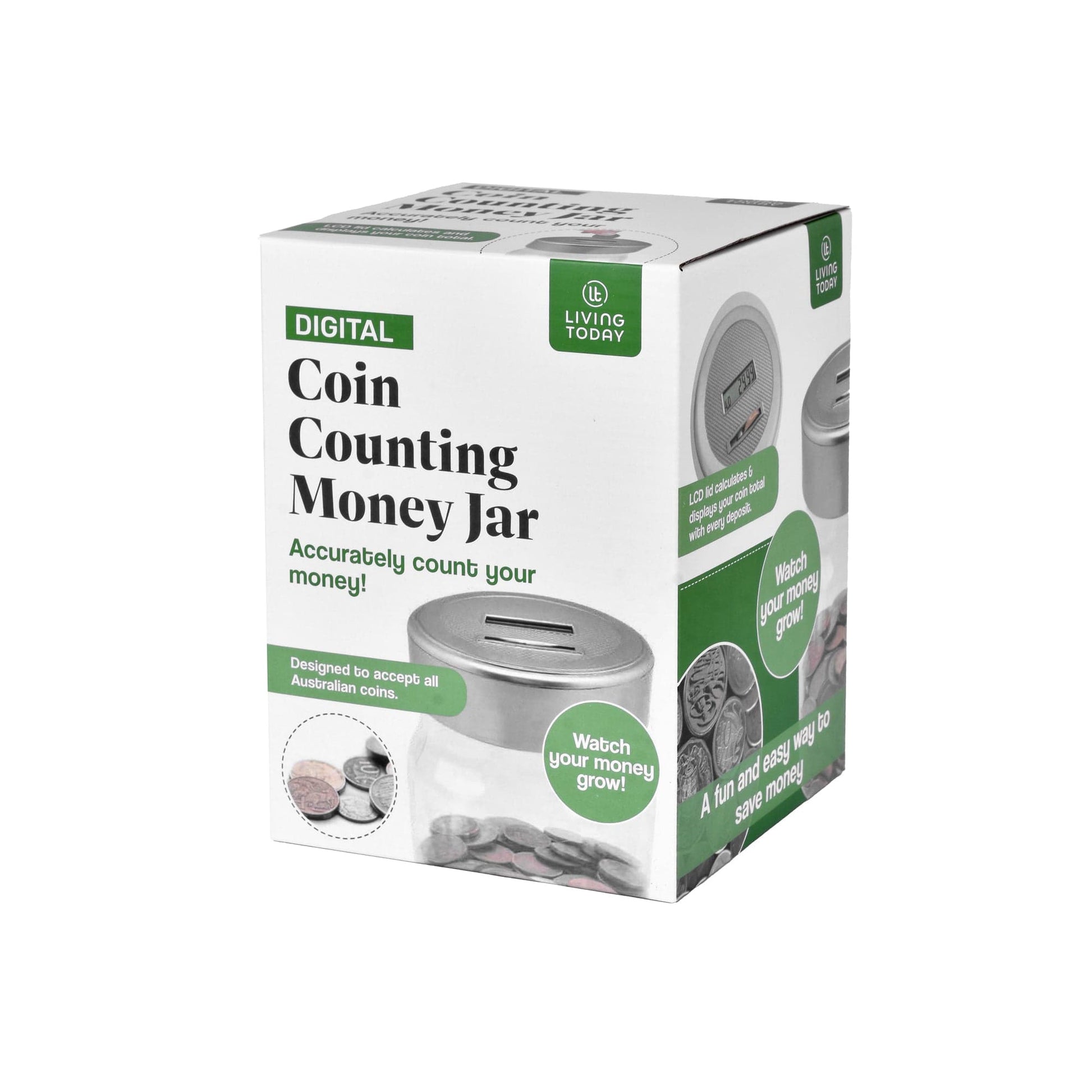 Living Today Gifts and Novelties Digital Coin Counting Money Jar Australian Coin with LCD Display Fun for Kid