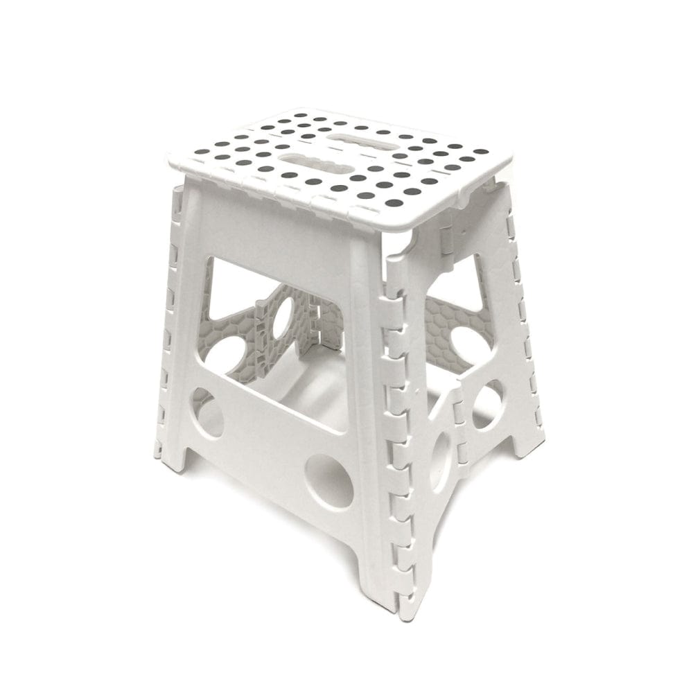 Living Today Large Plastic Folding Stool Portable Chair Store Flat Easy Carry Outdoor Camping White