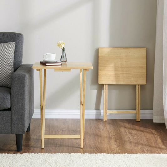 Living Today 2pc TV Dinner Tables - Bamboo Folding TV Tray & Snack Table