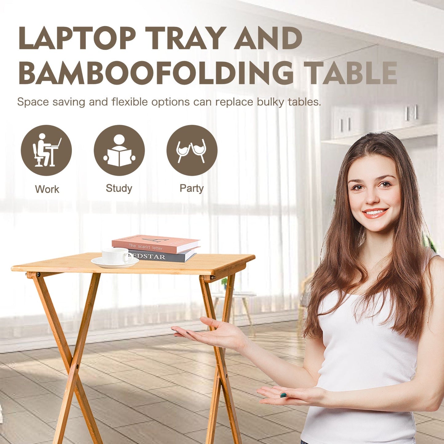 Living Today Furniture Laptop Dinner Tables - Bamboo Folding Tray & Snack Table
