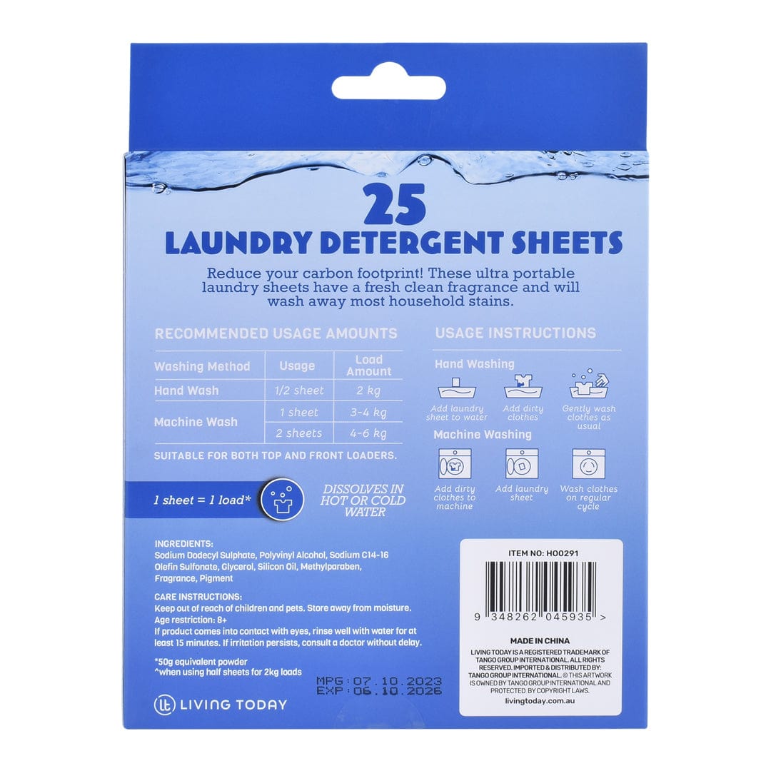 Living Today laundry 25 Sheets Eco-friendly Ultra Concentrated Laundry Detergent