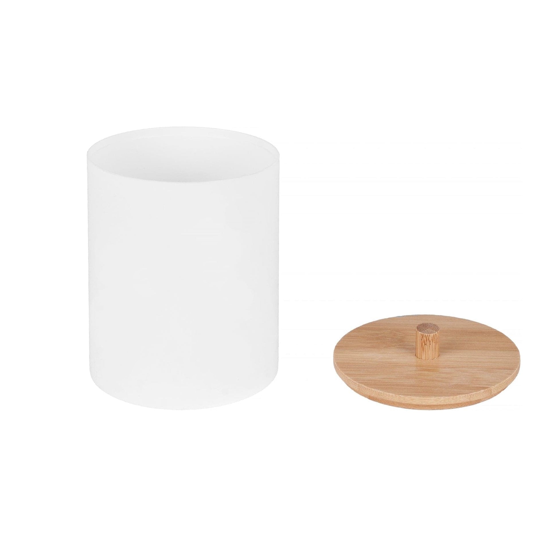 Clevinger bathroom accessories Bamboo Lid Cotton Swab Canister