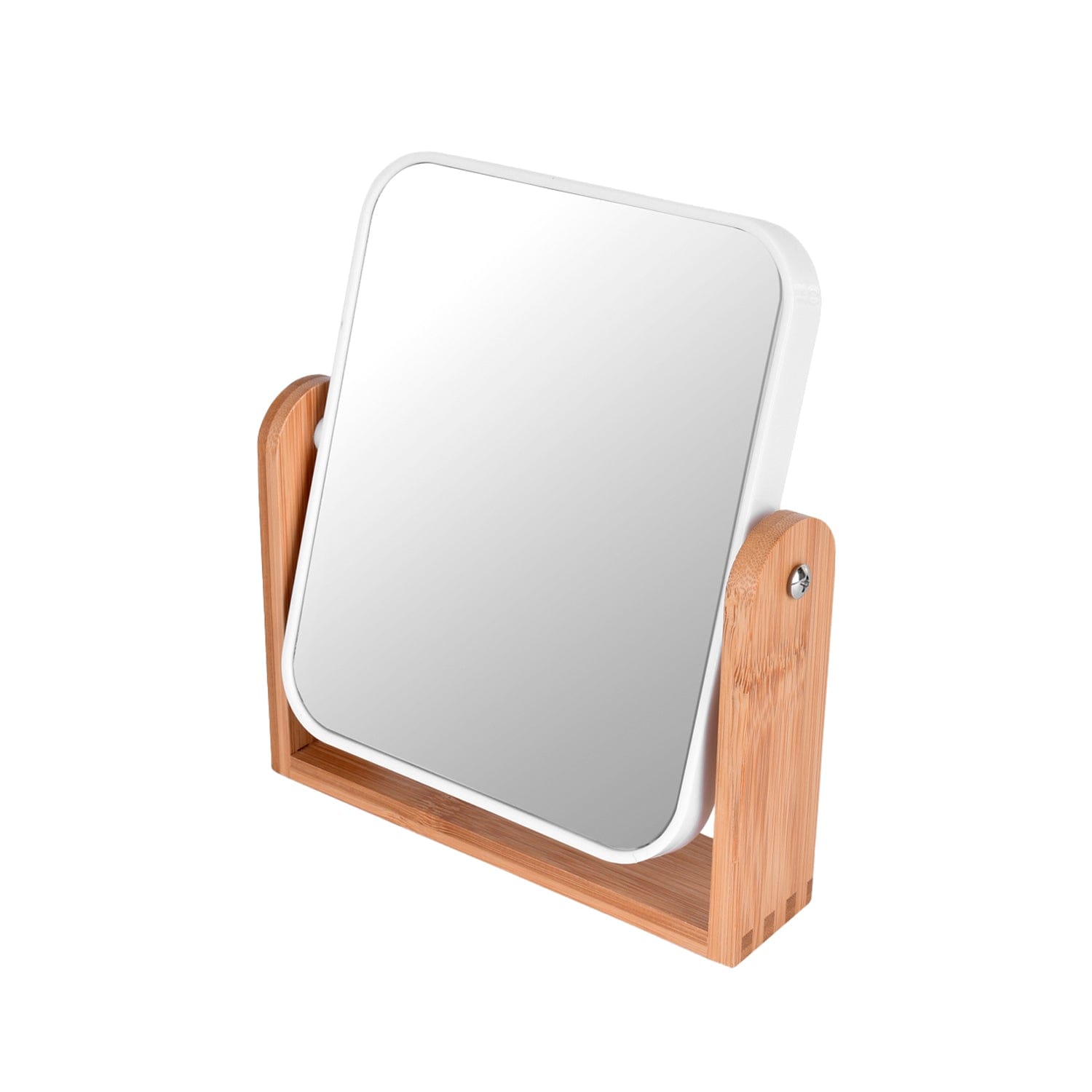 Clevinger bathroom accessories Bamboo Stand Double Sided Magnification Makeup Mirror