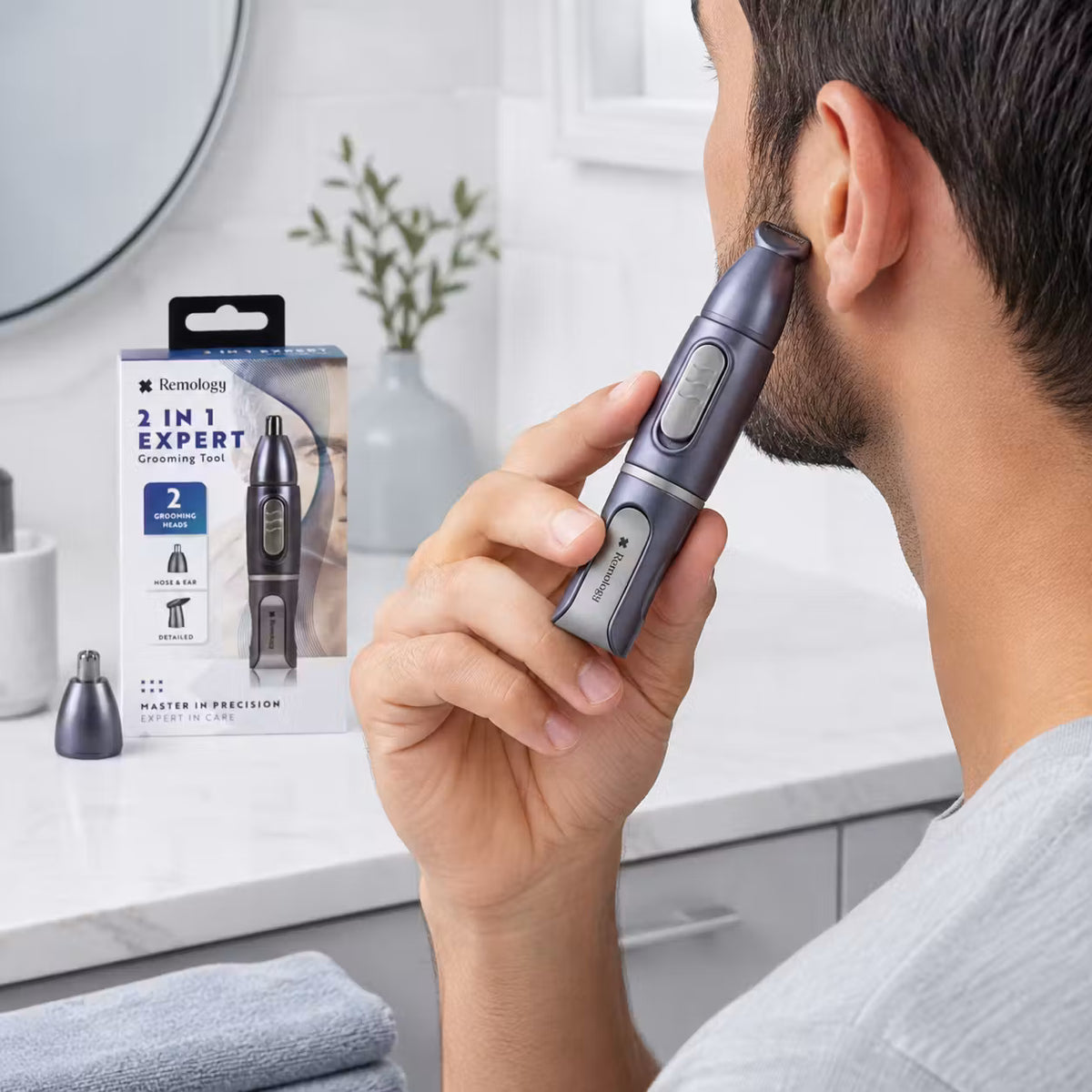 Remology 2-in-1 Men's Nose, Ear & Beard Detail Trimmer Grooming Kit