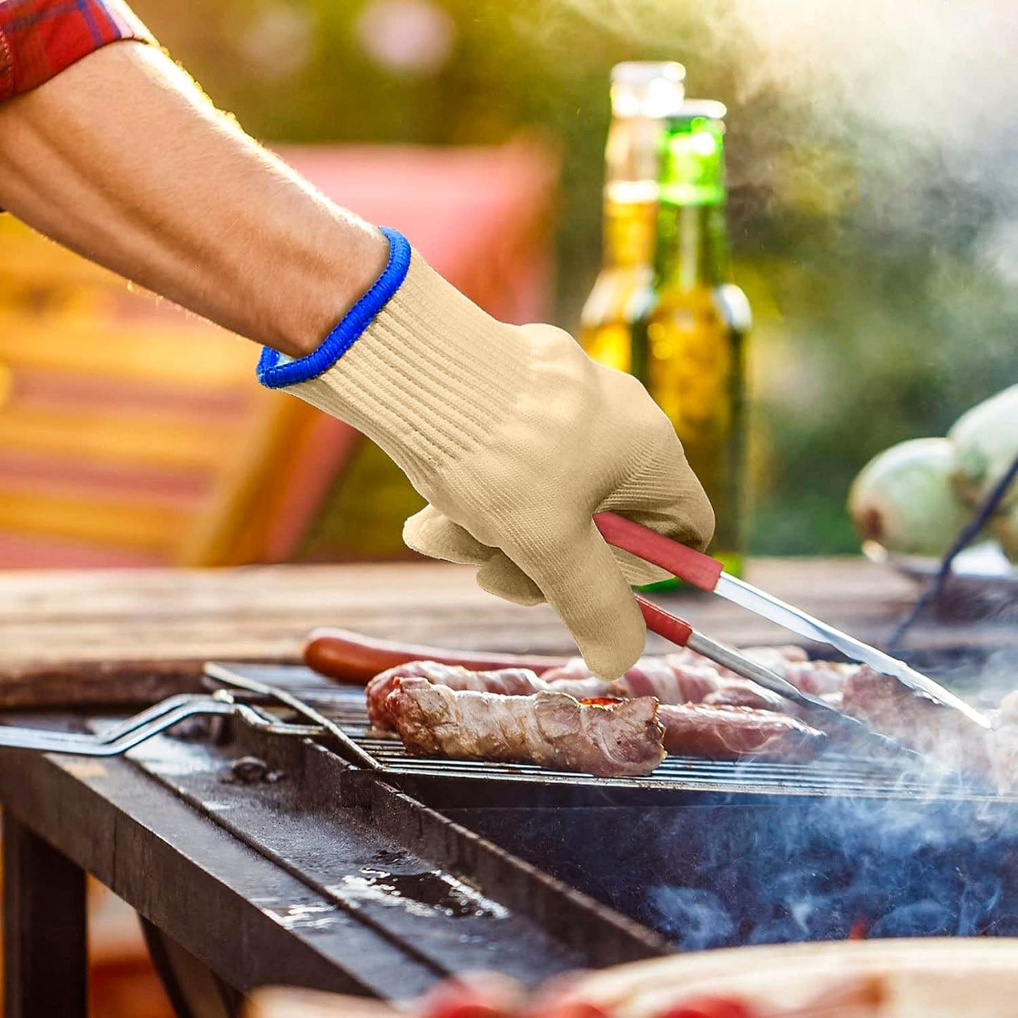 Living Today Kitchen 2 Pairs Oven Mitt BBQ Grill Gloves Heat Resistant Kitchen Hot Cooking Surfaces