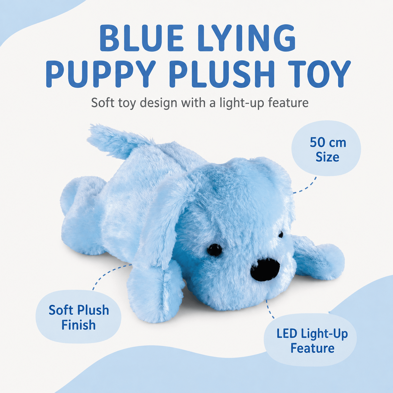 Living Today Toys & Games 50cm Blue LED Lying Puppy Plush Toy