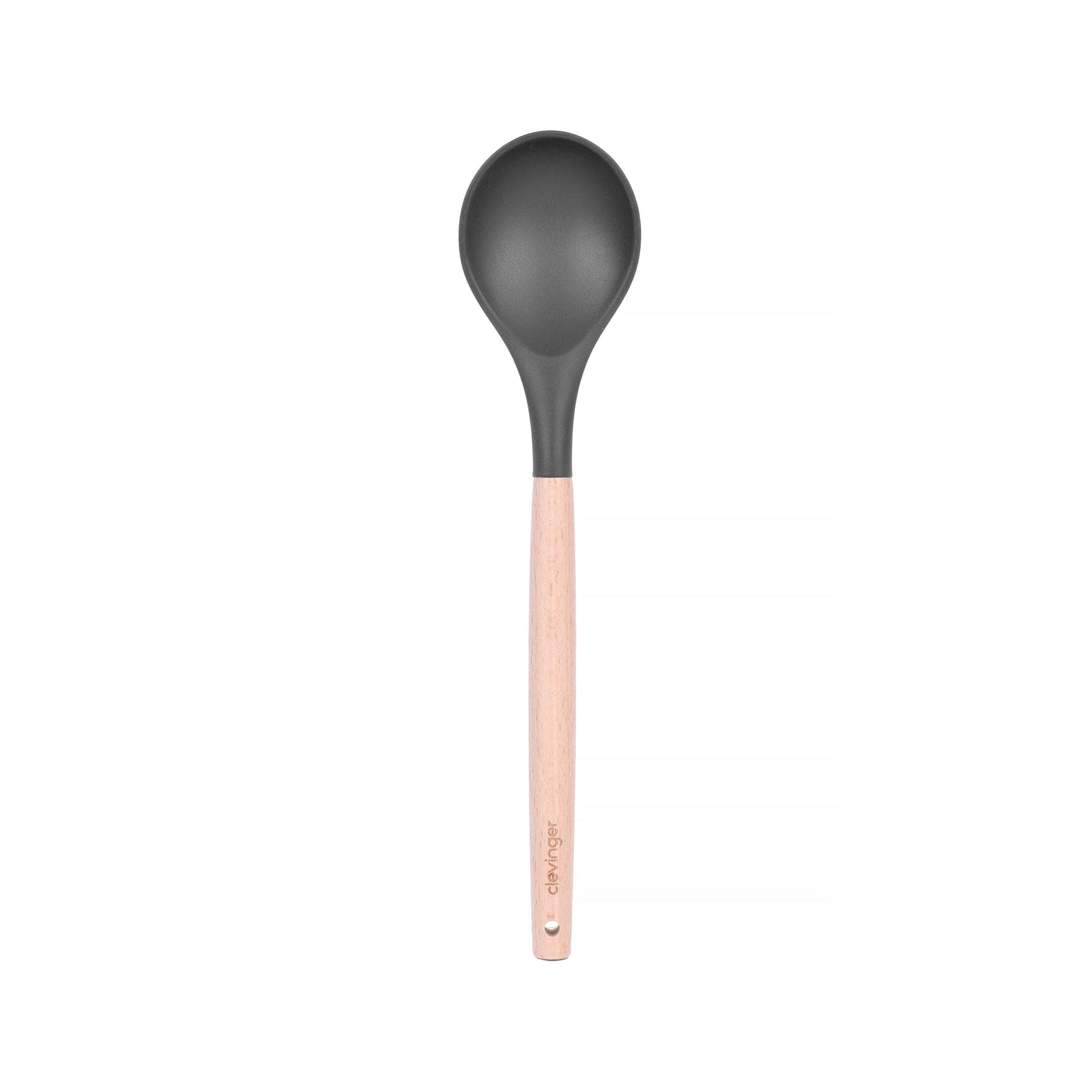 Clevinger Kitchen Beechwood & Silicone Kitchen Cooking Utensils Set - Turner/Spoon/Slotted Turner  - Charcoal