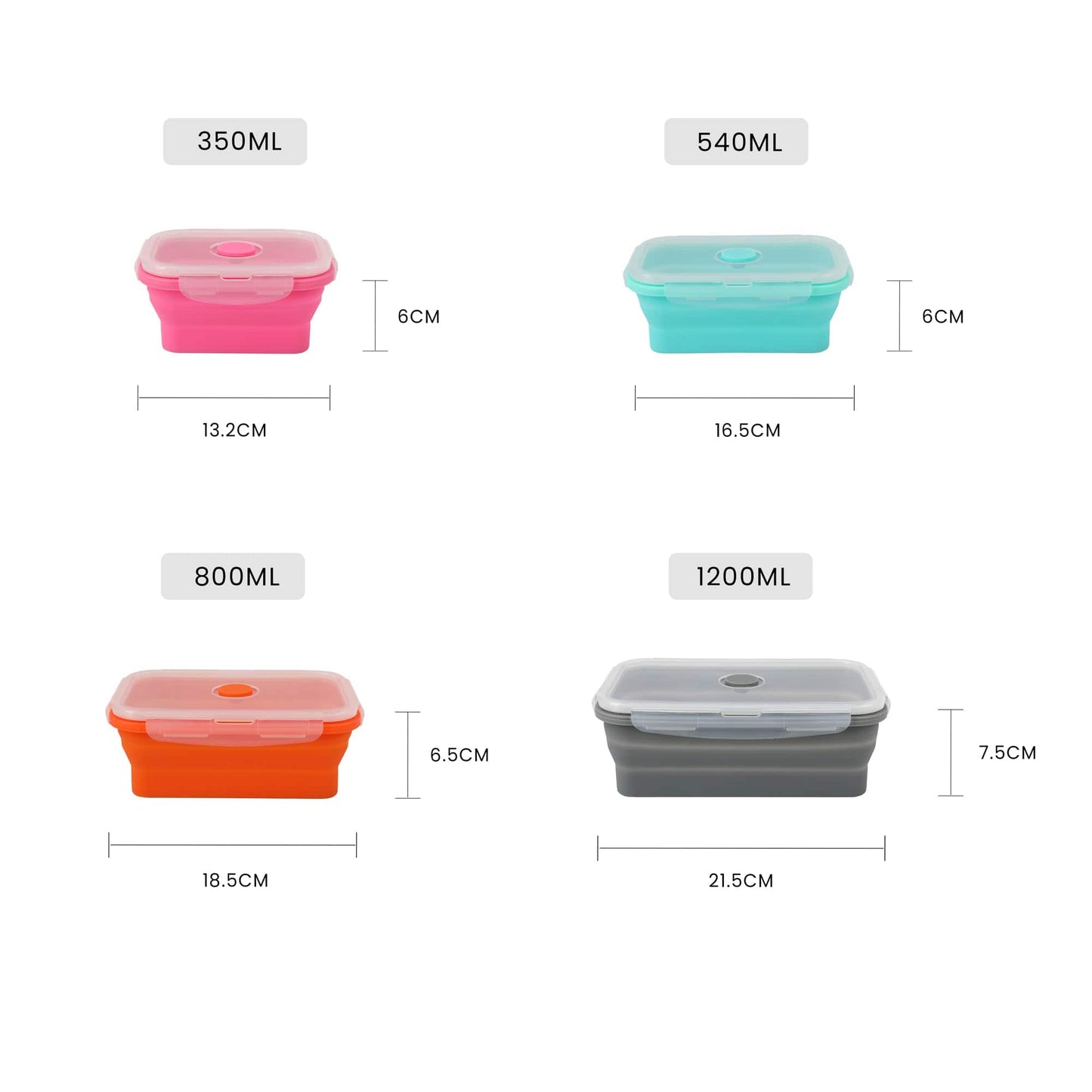 COOK EASY Square Nested Food Storage Set Cook Easy Set of 4 Collapsible Silicone Storage Container