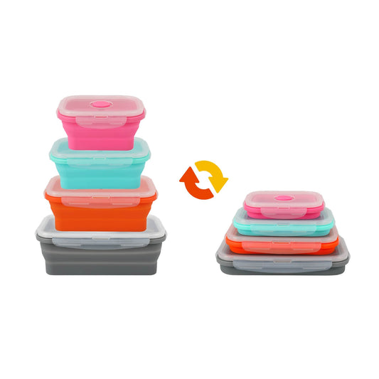 COOK EASY Square Nested Food Storage Set Cook Easy Set of 4 Collapsible Silicone Storage Container