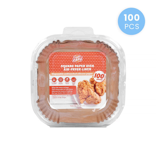 COOK EASY Air Fryer Liner 100 Pcs 20cm Square Disposable Unbleached Silicone Paper Dish Air-fryer Liner