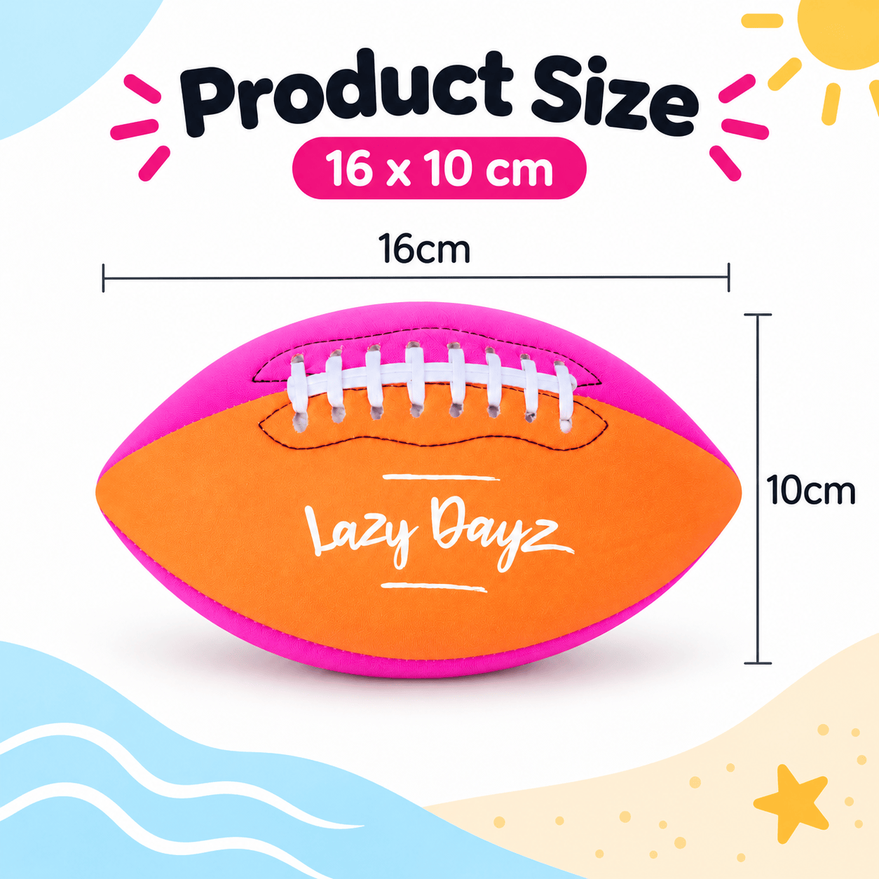 Lazy Dayz Inflatable Inflated Contrast Color Neoprene American Football-Pink