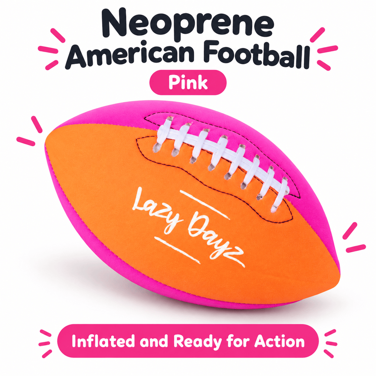 Lazy Dayz Inflatable Inflated Contrast Color Neoprene American Football-Pink