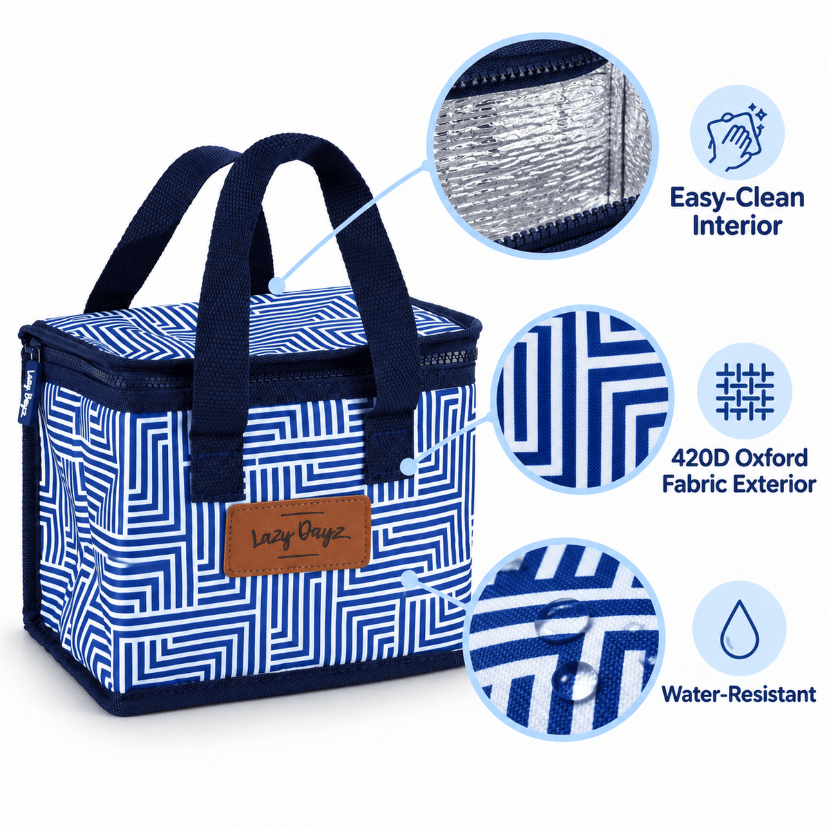 Living Today Lunch Box Food Safe Insulated Kids Lunch Box Cooler - Blue