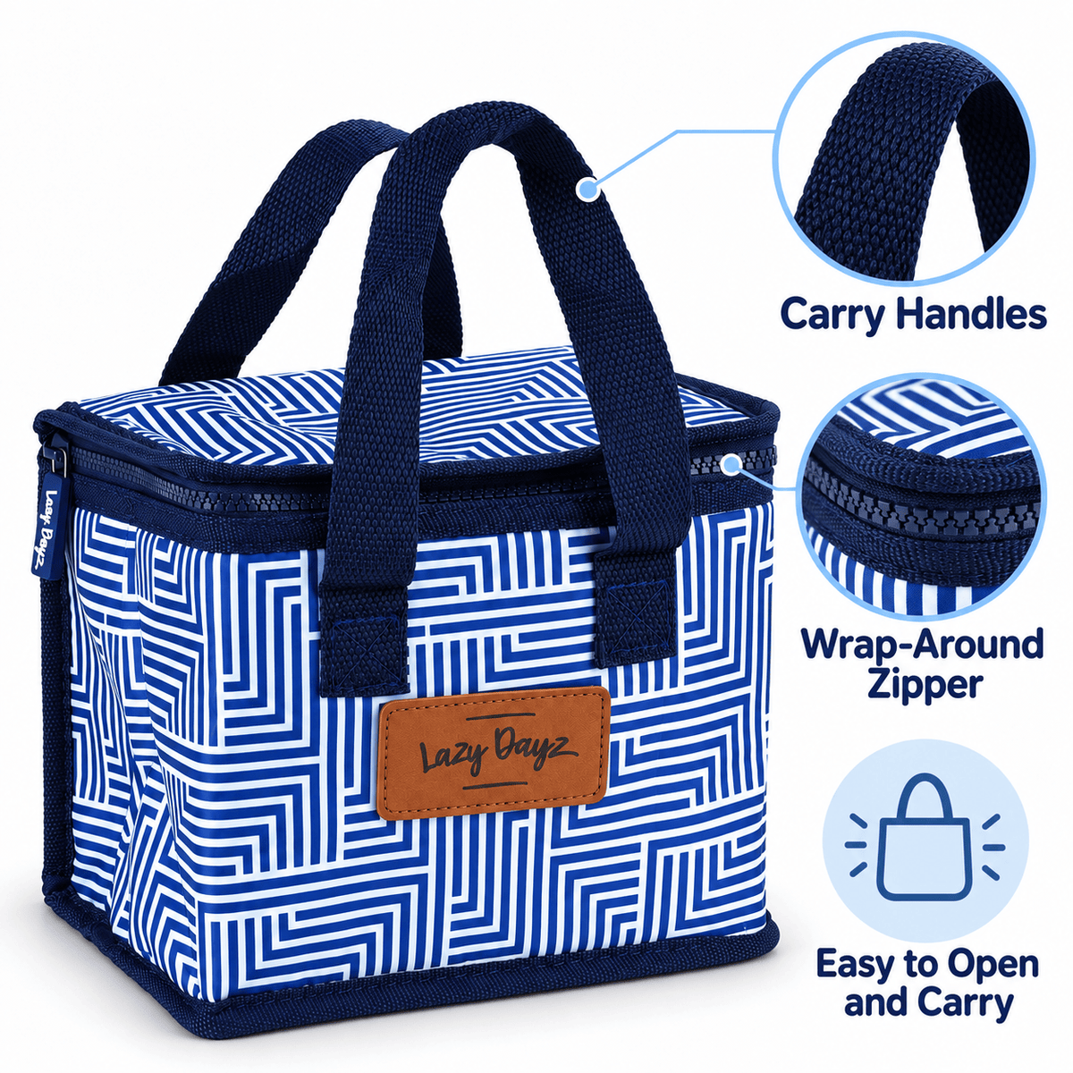 Living Today Lunch Box Food Safe Insulated Kids Lunch Box Cooler - Blue