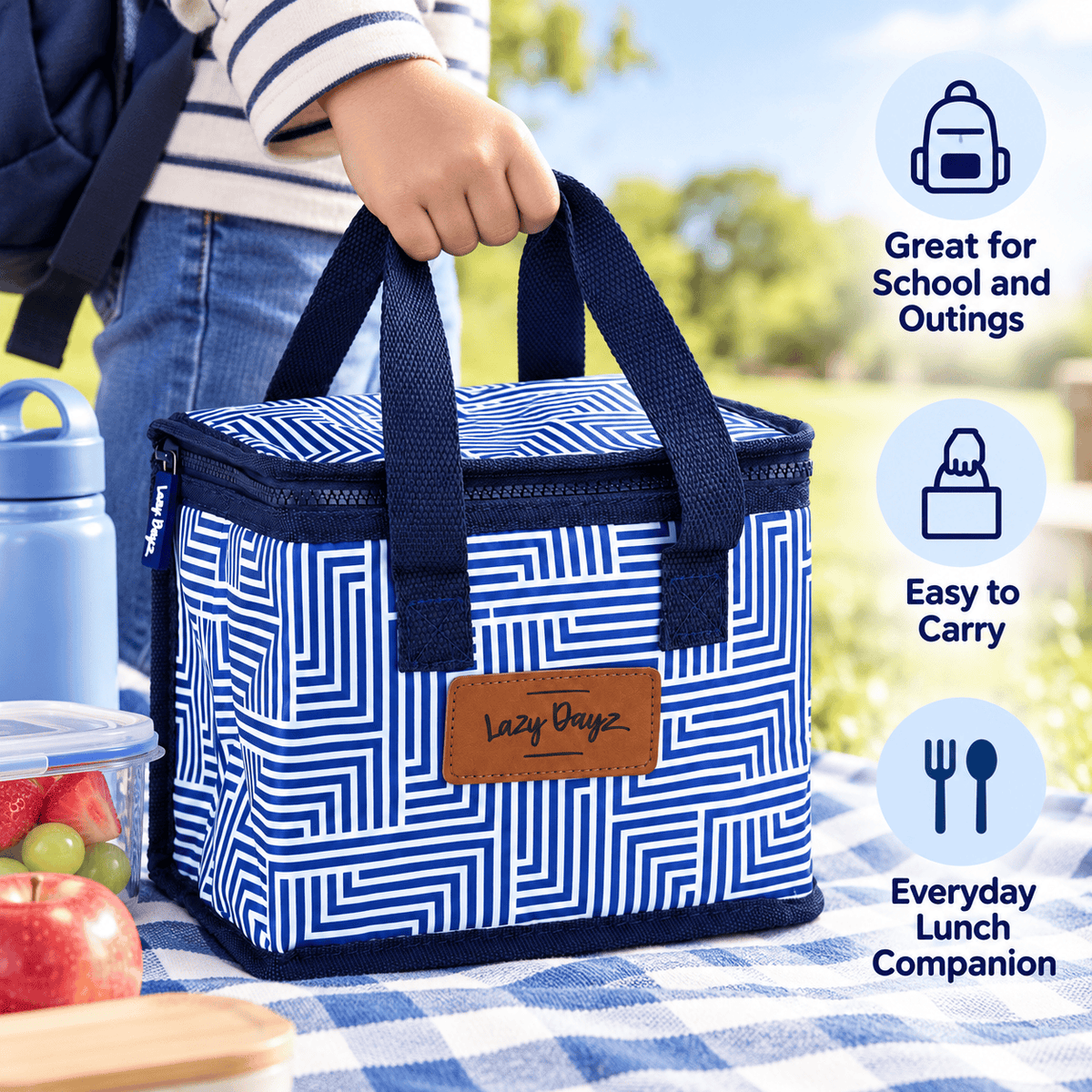 Living Today Lunch Box Food Safe Insulated Kids Lunch Box Cooler - Blue