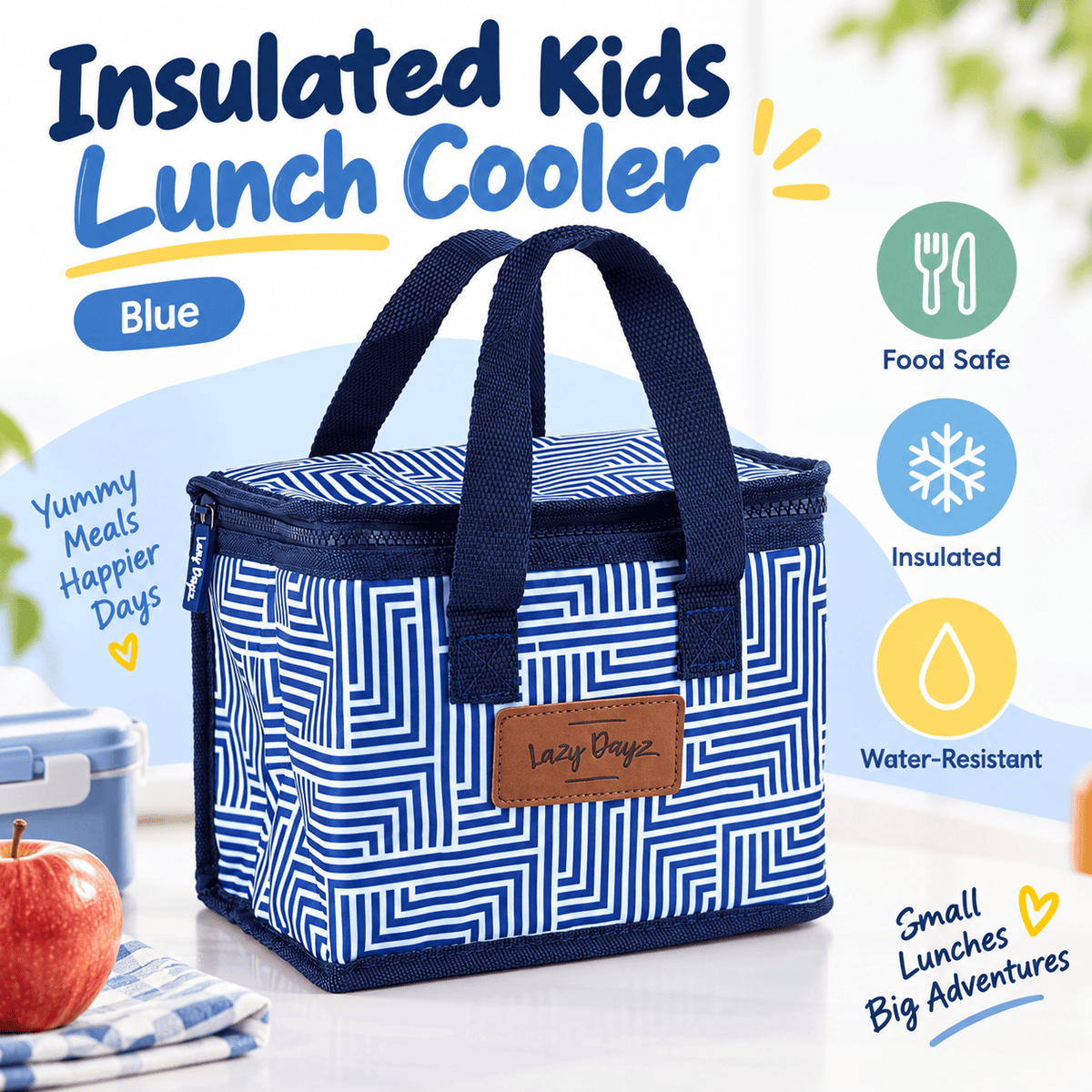 Living Today Lunch Box Food Safe Insulated Kids Lunch Box Cooler - Blue