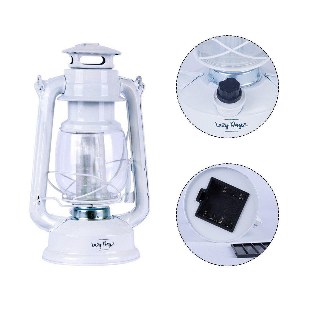 Lazy Dayz Camping Lights & Lanterns 12 LED Solid Metal Camping Hurricane Lantern - White