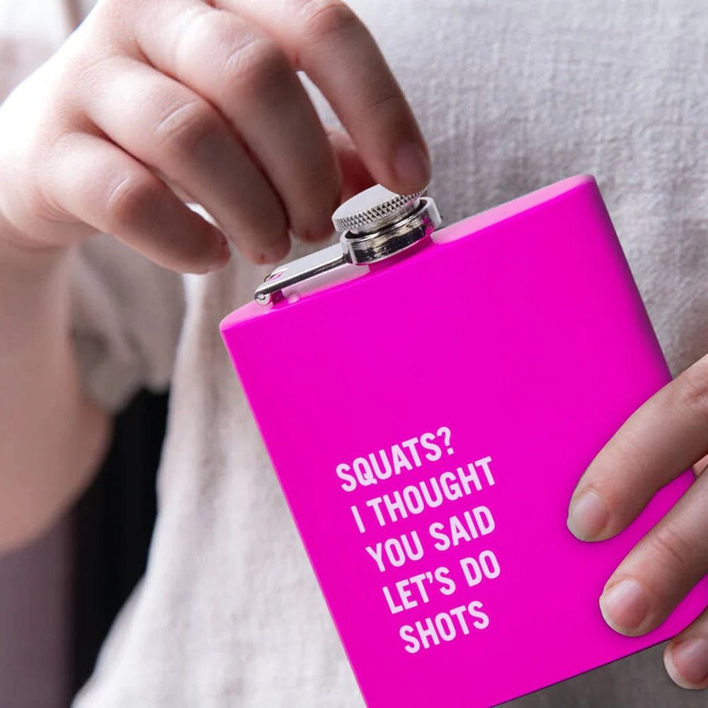 Lazy Dayz 175ml Stainless Steel Hip Flask w Funny Quotes-Pink