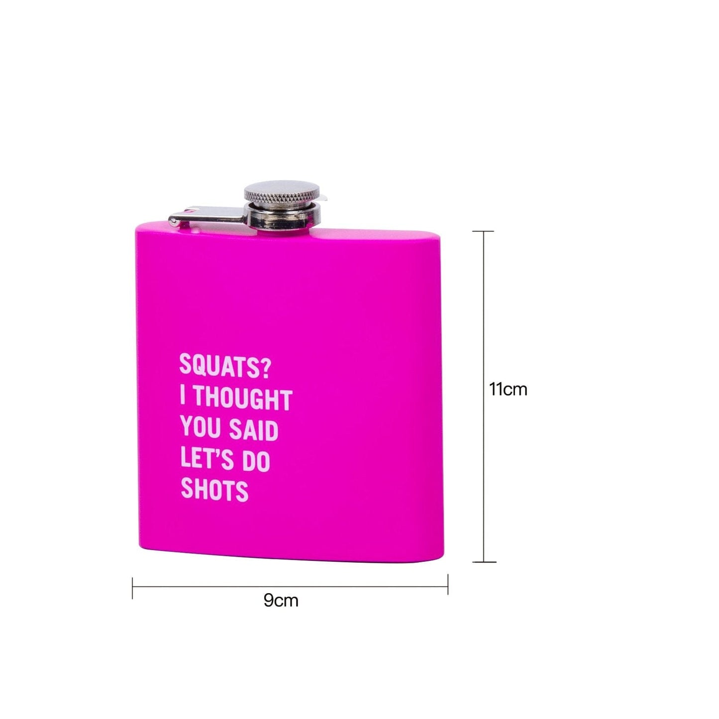 Lazy Dayz 175ml Stainless Steel Hip Flask w Funny Quotes-Pink