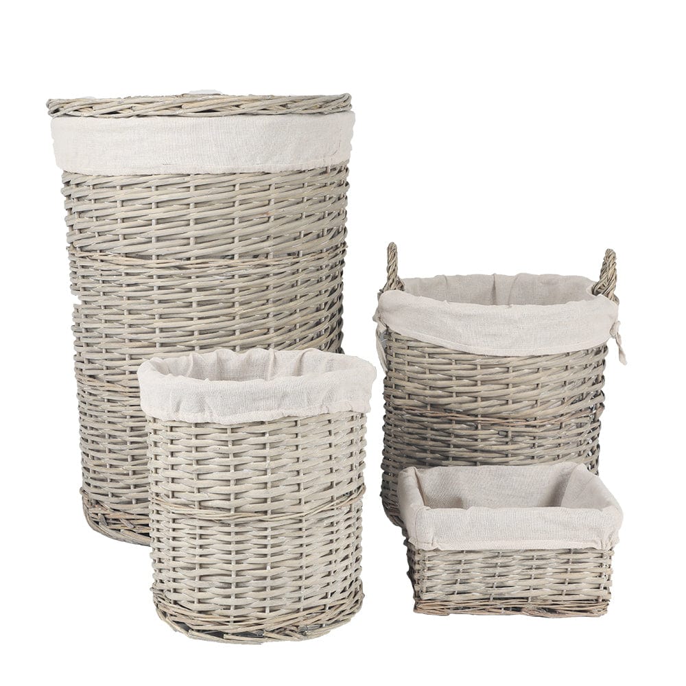 LIVINGTODAY 4 Piece Wicker  Storage Baskets With Liner Set