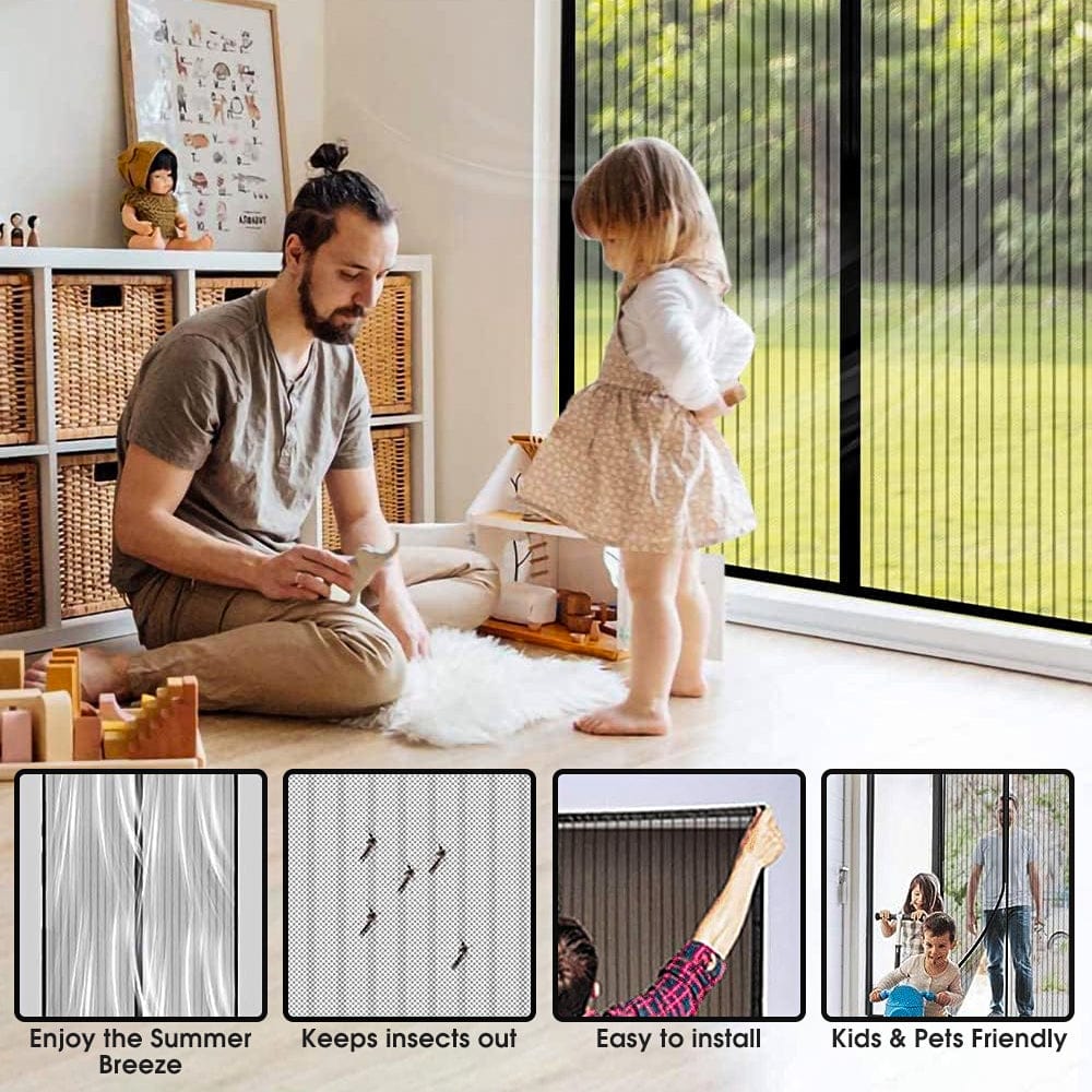 2x Instant Fly Screen, Mosquito, Insect, and Bug Free Curtain – Living Today