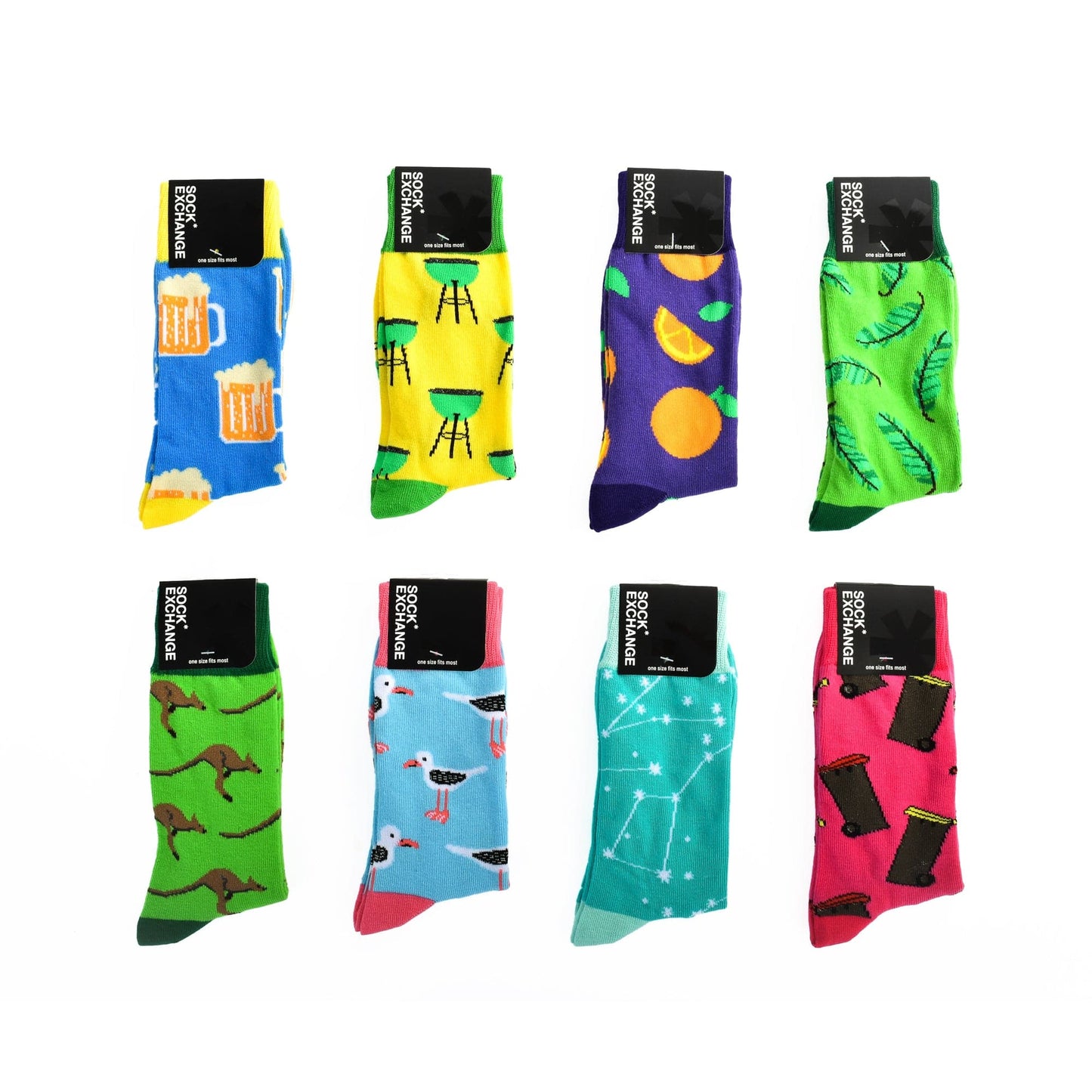 Sock Exchange Socks 8 Pairs Fashion Novelty Funny  Socks one Size 5-13 Men  Socks  Women  Socks #2