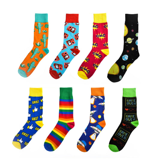 Sock Exchange Socks 8 Pairs Fashion Novelty Funny Socks one Size 5-13 Men and Women Socks #3