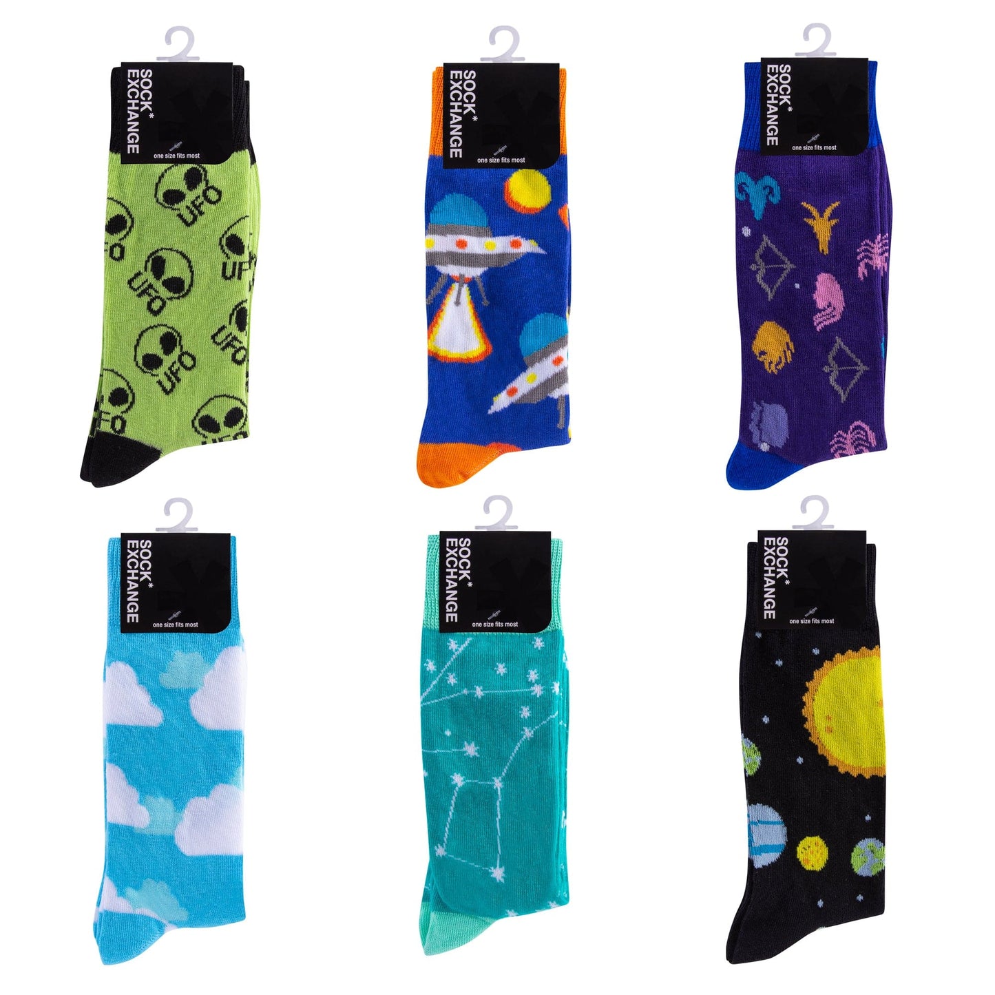 Sock Exchange Socks 6 Pairs Fashion Novelty Funny Socks one Size 5-13 Men Socks Women Socks #6