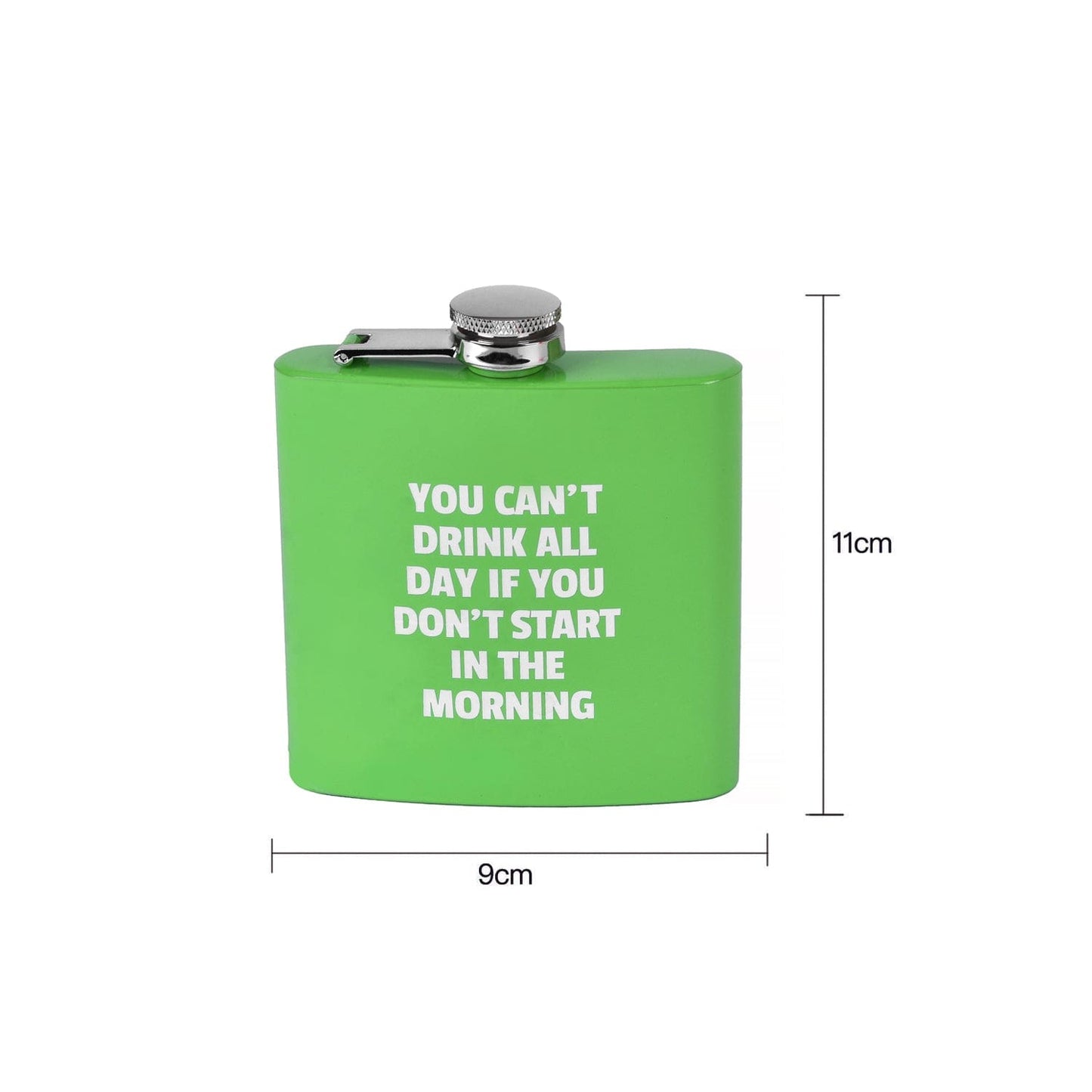 Lazy Dayz Drinkware 175ml Stainless Steel Hip Flask w Funny - Green