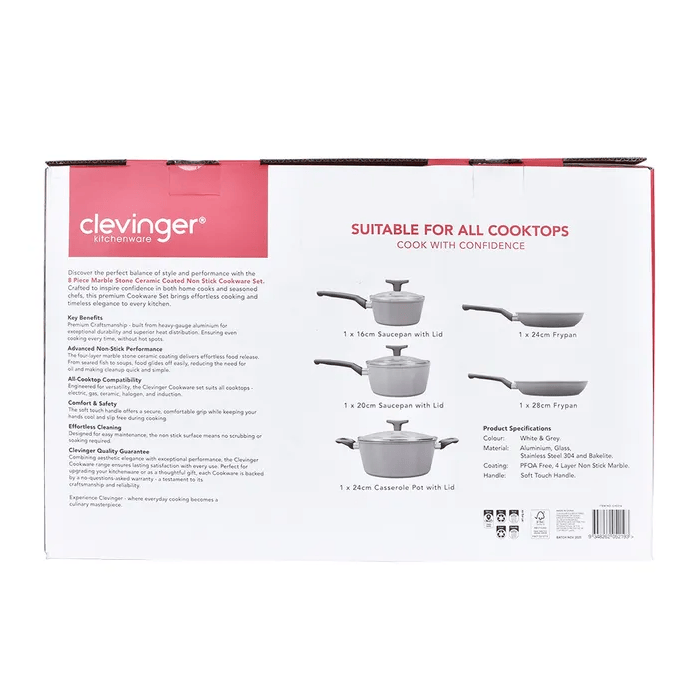 Clevinger 8 Pcs Clevinger Non-Stick Cookware Set