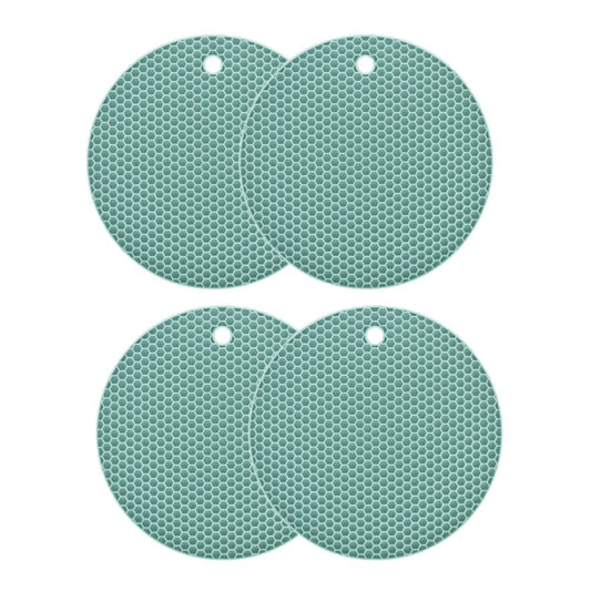 COOK EASY Insulation Mat 4Pcs Round Silicone Pot Holder Insulation Mat Teal