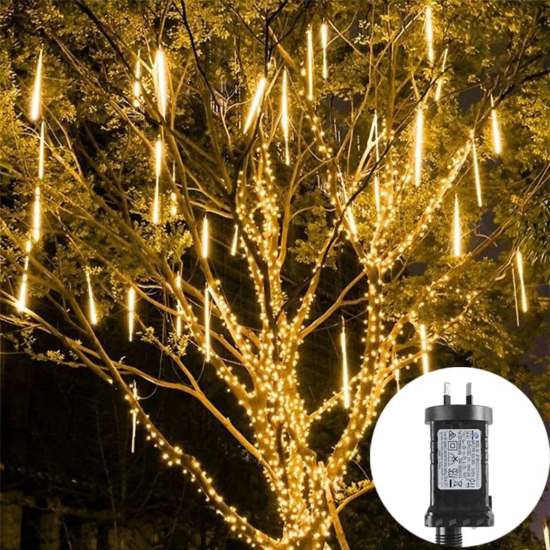 Living Today Christmas light 240 Low Voltage Outdoor Warm White LED Meteor Shower Rain String Lights Christmas Decoration 30CM Warm White