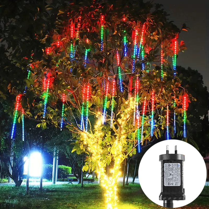 Living Today Christmas light 240 Low Voltage Outdoor Multi Colour LED Meteor Shower Rain String Lights Christmas Decoration Multicolor 30CM