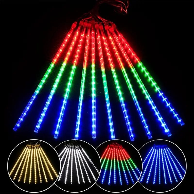 Living Today Christmas light 10 Outdoor Warm White LED Meteor Shower Rain String Lights Christmas Decoration 30CM