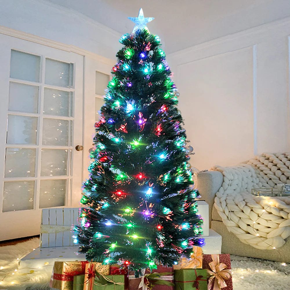 Living Today Christmas tree 120cm Fibre Optic LED Christmas Tree with 7-Colour Bell Lights