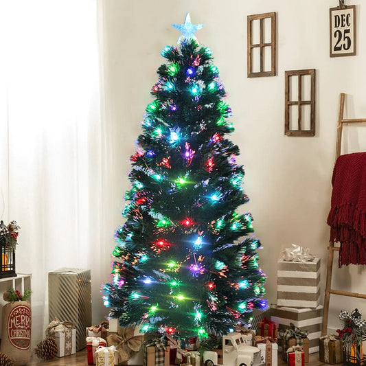 Living Today Christmas tree 150cm Fibre Optic LED Christmas Tree with 7-Colour Bell Lights