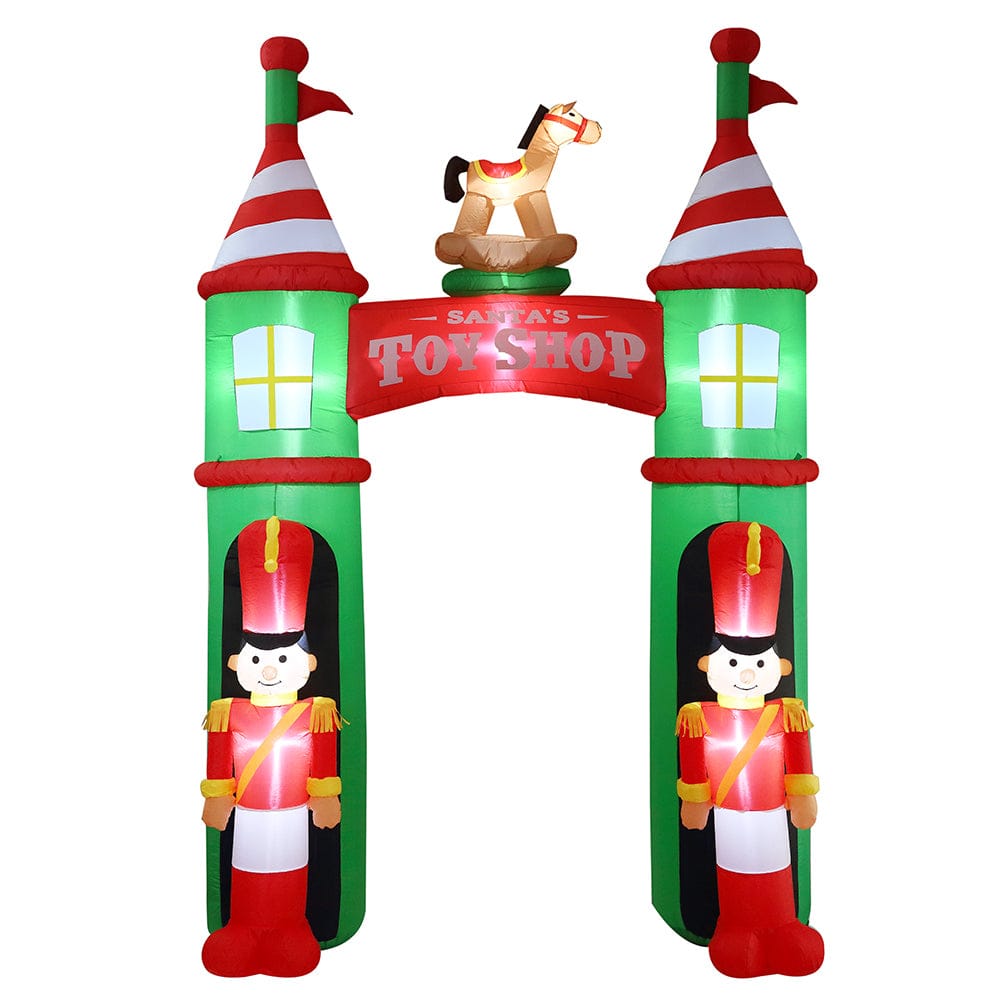 Living Today Inflatable Party Decorations 300cm Christmas Decoration Inflatable Santa Toy Shop Arch with LED