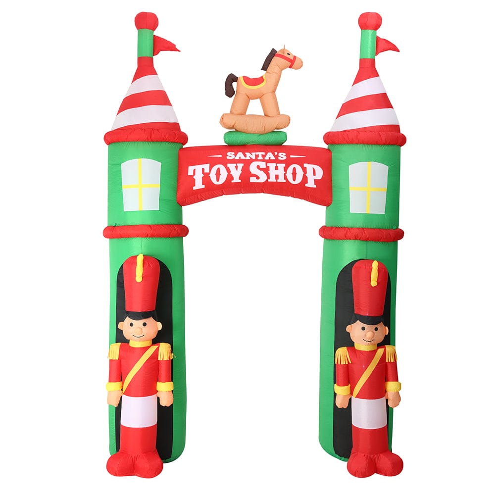 Living Today Inflatable Party Decorations 300cm Christmas Decoration Inflatable Santa Toy Shop Arch with LED