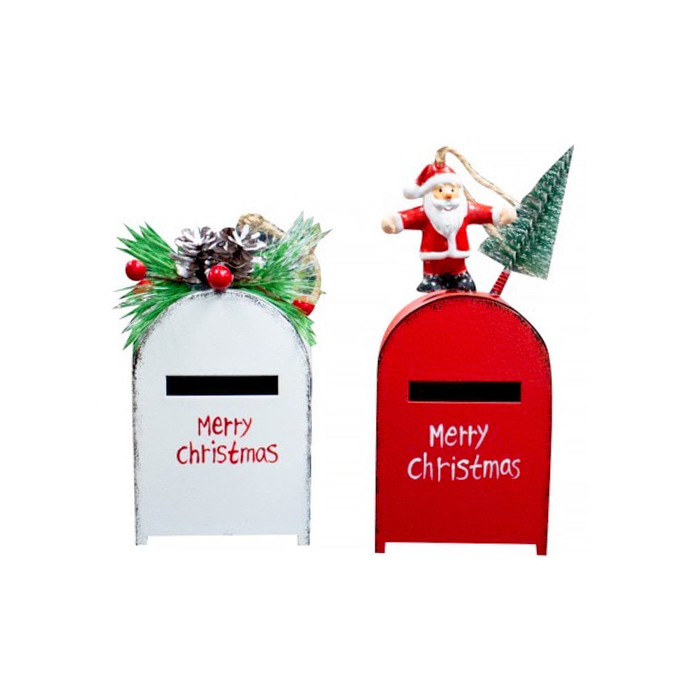 Living Today Christmas decoration 2 Assorted Metal Santa Letter Box Ornament  Christmas Decoration