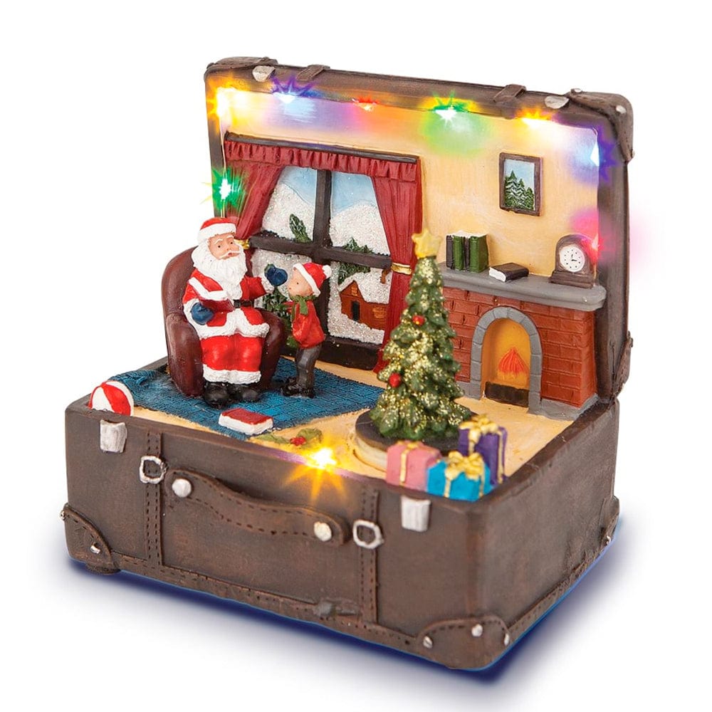 Living Today Christmas decoration Christmas Suitcase Music Box with LED Light and Moving Tree