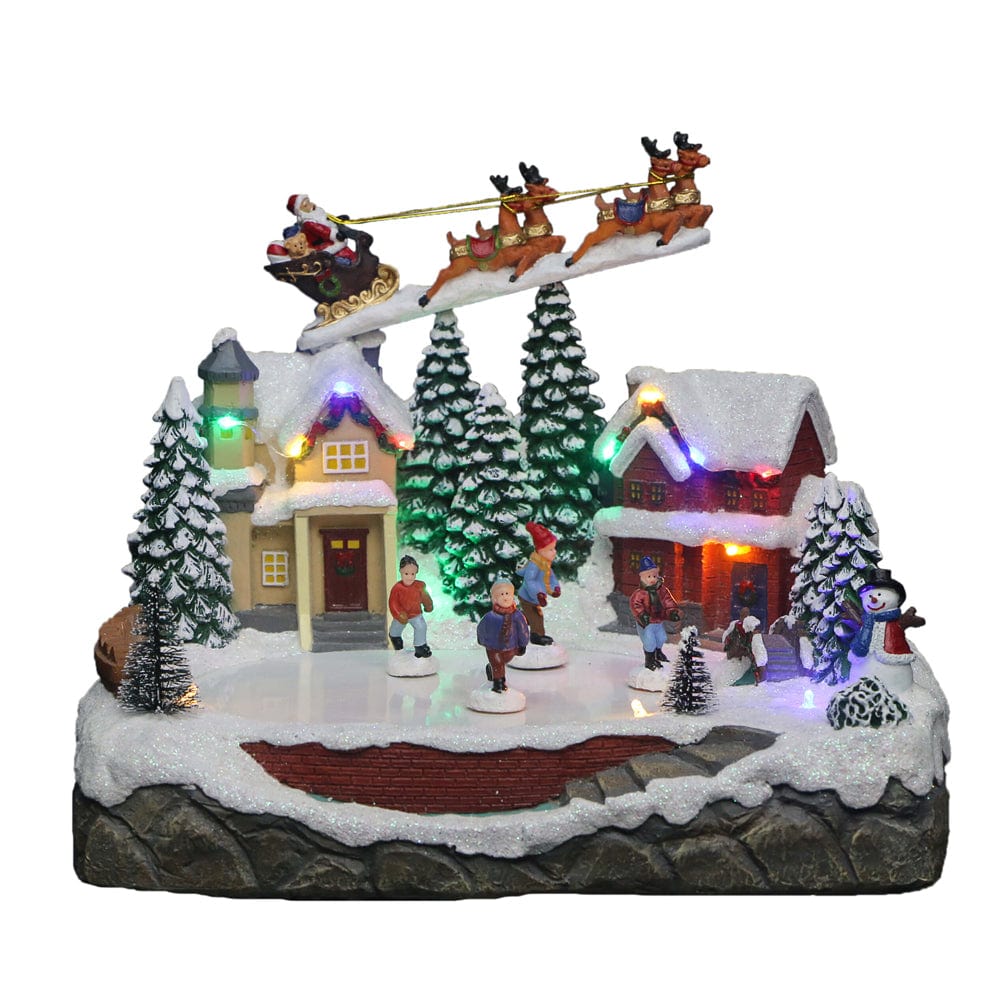 Living Today Christmas gift LED Village with Moving Skaters Christmas Decoration Gift