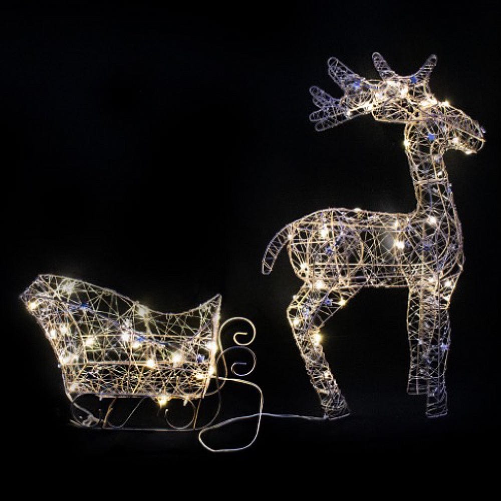 Living Today Christmas light Light Up Wire Reindeer with Sleigh Christmas Lights Christmas Decoration