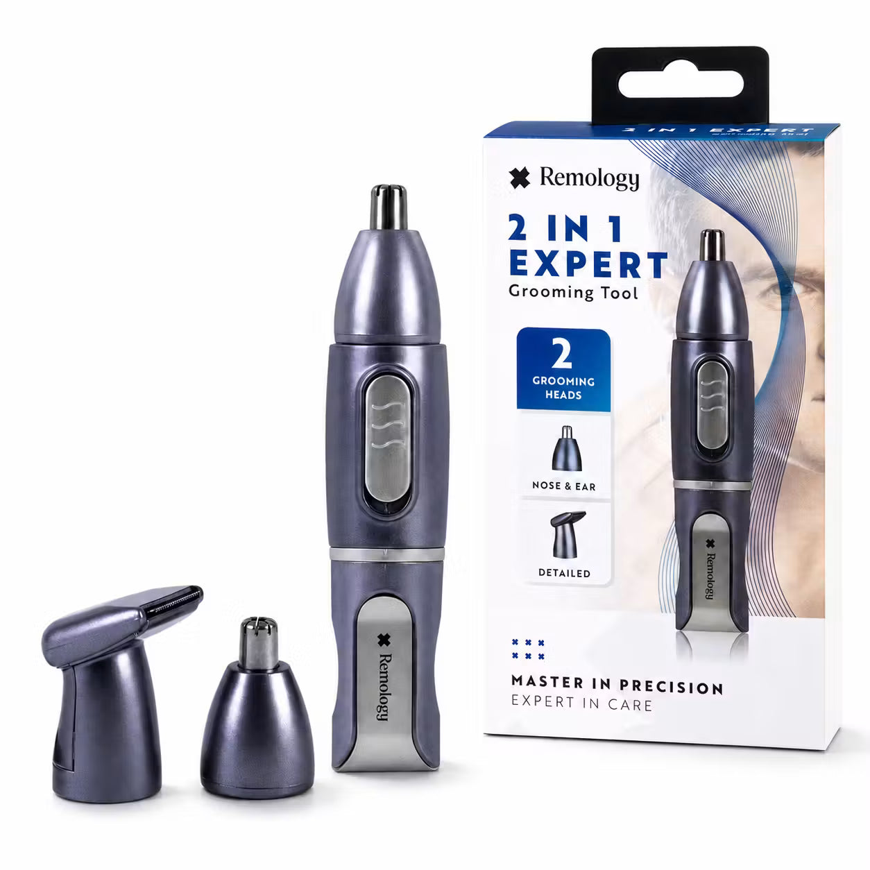 Remology 2-in-1 Men's Nose, Ear & Beard Detail Trimmer Grooming Kit