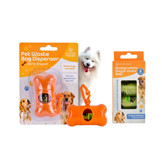 Living Today dog poop dispenser and bags LIVINGTODAY Pet Dog Poop Dispenser and 75 Biodegradable Unscented Waste Bags