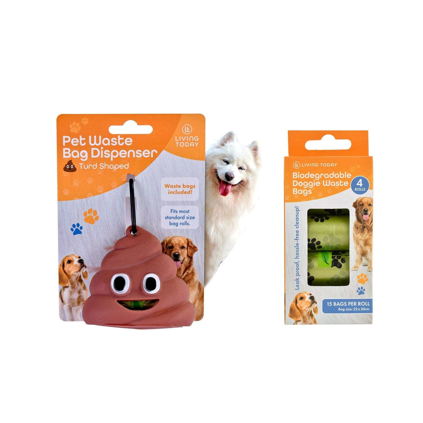 LIVINGTODAY dog poop dispenser and bags LIVINGTODAY Pet Dog Poop Dispenser and 75 Biodegradable Unscented Waste Bags